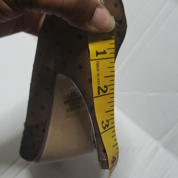 Heart In D Peep Toe Black Tan Pokadot Heels - Picture 15 of 16